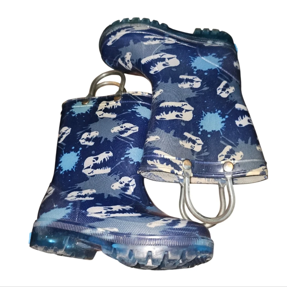 Zoogs Blue Dinosaur Print Rain Boots